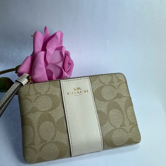 Coach Wristlet Corner Zip  In Signature Canvas - Picture 8 of 10